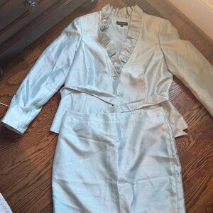 Elegant Light Blue/ sea foam color Skirt Suit Set